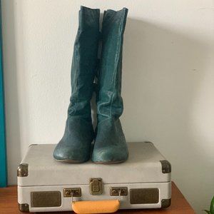 Vintage Teal Leather Boots - Women's Size 10, Aldo.